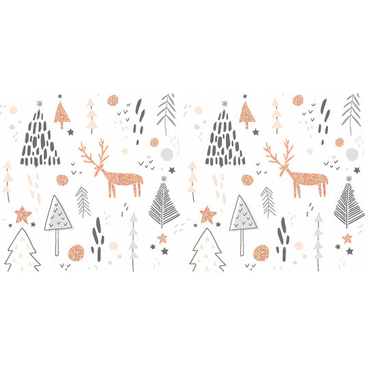 Cartoon Deer Wall Mural Decal in White Non-Woven Fabric Wall Covering for Living Room Decor, Custom-Printed Clearhalo 'Wall Decor' 'Wall Mural' 979109