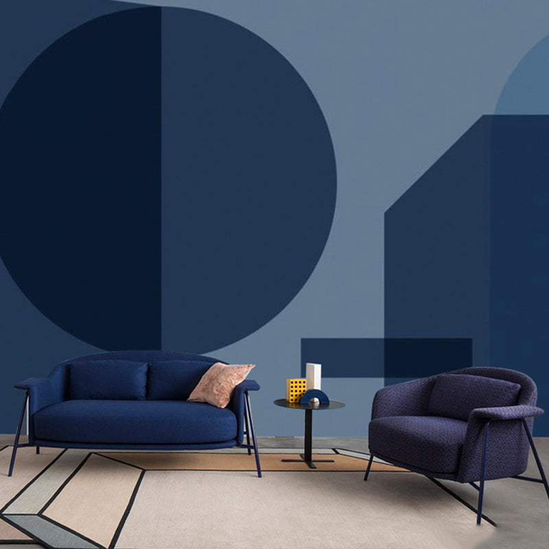 Blue Circle Wall Mural Decal Stain-Resistant Wall Covering for Living Room Decoration Clearhalo 'Wall Decor' 'Wall Mural' 979116