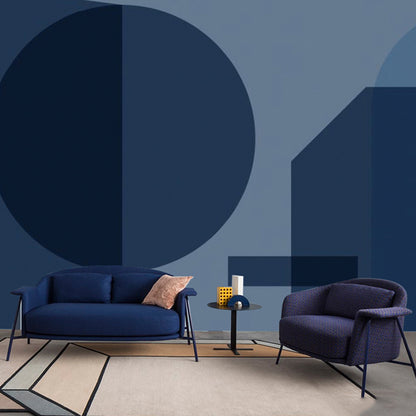 Blue Circle Wall Mural Decal Stain-Resistant Wall Covering for Living Room Decoration Clearhalo 'Wall Decor' 'Wall Mural' 979116