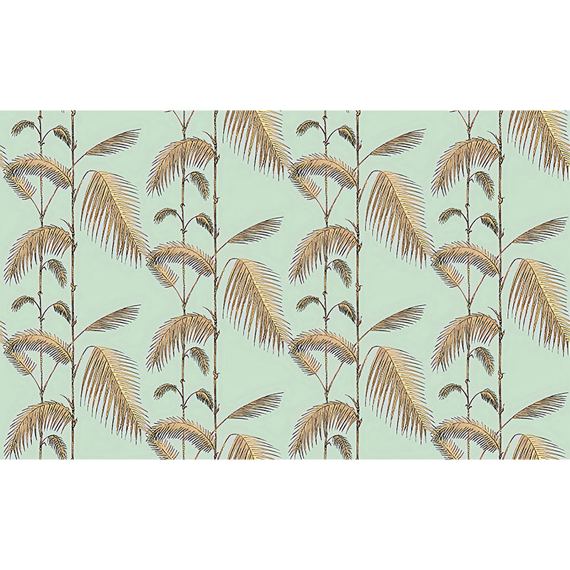 Fresh Leaves and Stem Mural Wallpaper for Living Room Contemporary Wall Decor, Made to Measure Clearhalo 'Wall Decor' 'Wall Mural' 979209