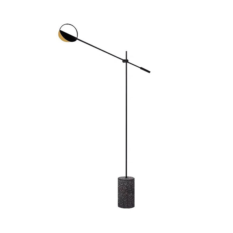 Metallic Hoop Stand Up Lamp Modernist Single Black/Gold Finish Floor Standing Light with Balance Arm Clearhalo 'Floor Lamps' 'Lamps' Lighting' 979213