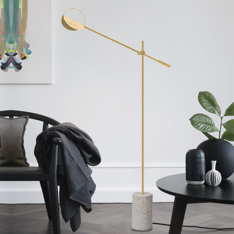 Metallic Hoop Stand Up Lamp Modernist Single Black/Gold Finish Floor Standing Light with Balance Arm Gold Clearhalo 'Floor Lamps' 'Lamps' Lighting' 979215