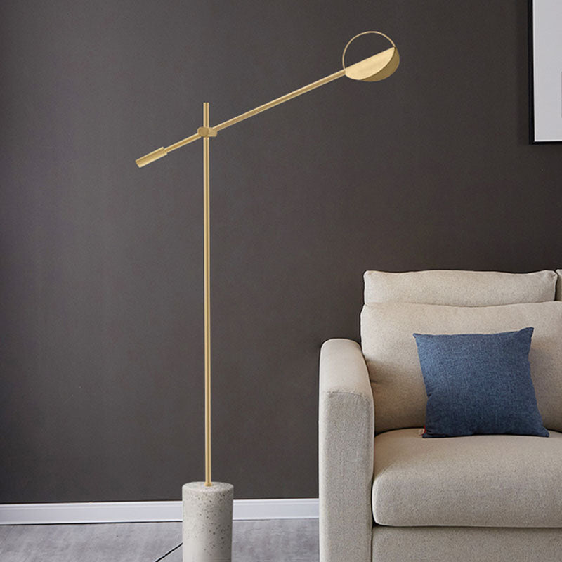 Metallic Hoop Stand Up Lamp Modernist Single Black/Gold Finish Floor Standing Light with Balance Arm Clearhalo 'Floor Lamps' 'Lamps' Lighting' 979216