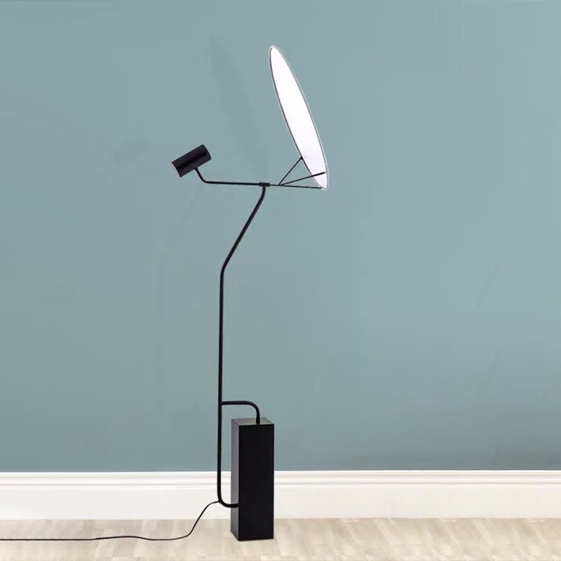 Round Panel Standing Floor Light Modernism Metal LED Black Floor Reading Lamp for Living Room Black Clearhalo 'Floor Lamps' 'Lamps' Lighting' 979219