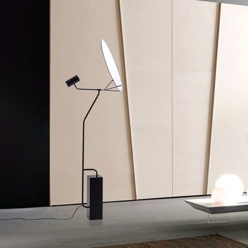 Round Panel Standing Floor Light Modernism Metal LED Black Floor Reading Lamp for Living Room Clearhalo 'Floor Lamps' 'Lamps' Lighting' 979220