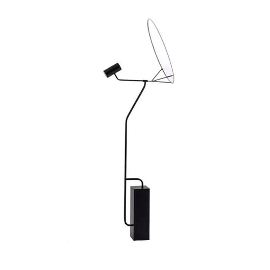 Round Panel Standing Floor Light Modernism Metal LED Black Floor Reading Lamp for Living Room Clearhalo 'Floor Lamps' 'Lamps' Lighting' 979221