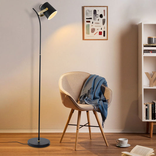 Cylinder Spotlight Floor Light Modern Single Metallic Living Room Handle Floor Lamp in Black Clearhalo 'Floor Lamps' 'Lamps' Lighting' 979228