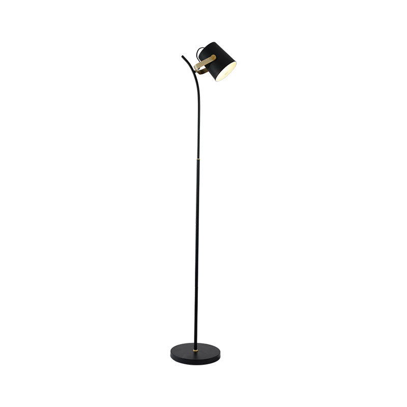 Cylinder Spotlight Floor Light Modern Single Metallic Living Room Handle Floor Lamp in Black Clearhalo 'Floor Lamps' 'Lamps' Lighting' 979229