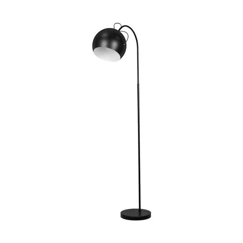 Minimalist Dome Shade Stand Up Lamp Metal Single Head Bedroom Floor Light with Arc Arm in White/Black Clearhalo 'Floor Lamps' 'Lamps' Lighting' 979233