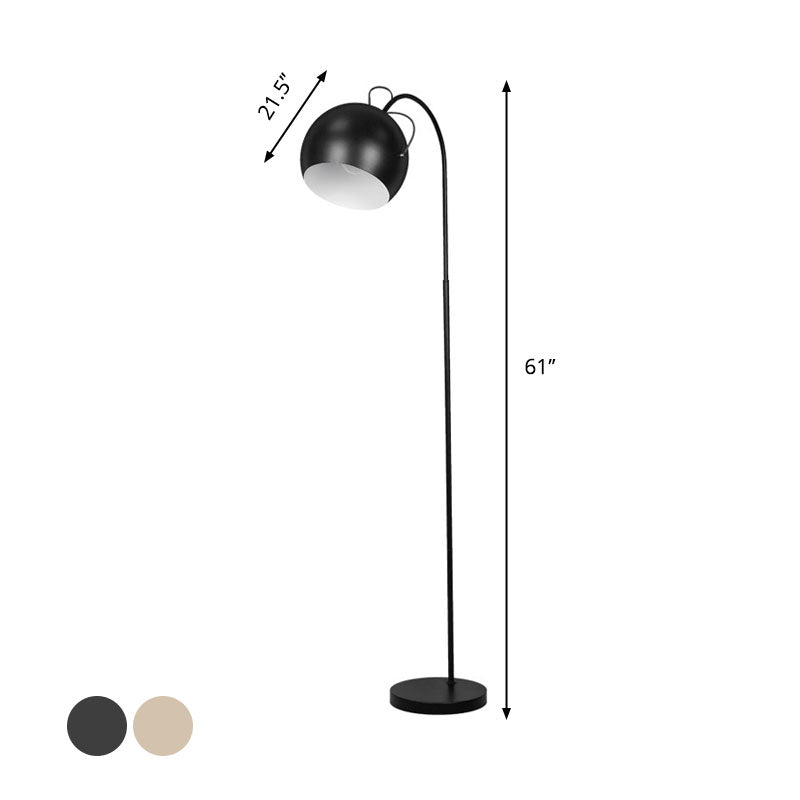 Minimalist Dome Shade Stand Up Lamp Metal Single Head Bedroom Floor Light with Arc Arm in White/Black Clearhalo 'Floor Lamps' 'Lamps' Lighting' 979234
