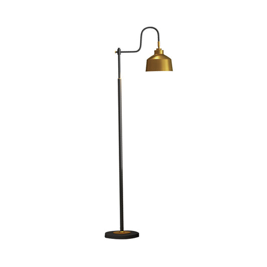Gold Barn Shade Reading Floor Light Traditional 1 Light Metallic Floor Lamp with Gooseneck Arm Clearhalo 'Floor Lamps' 'Lamps' Lighting' 979241