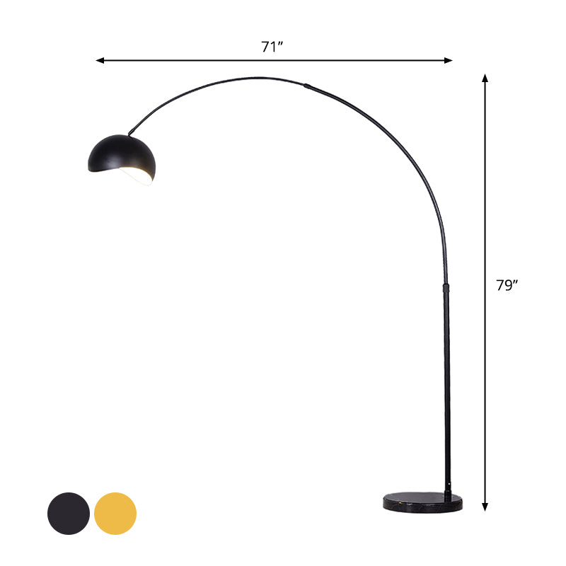 Fishing Rod Standing Floor Light Modern Metal 1 Bulb Black/Yellow Floor Lamp with Dome Shade Clearhalo 'Floor Lamps' 'Lamps' Lighting' 979246