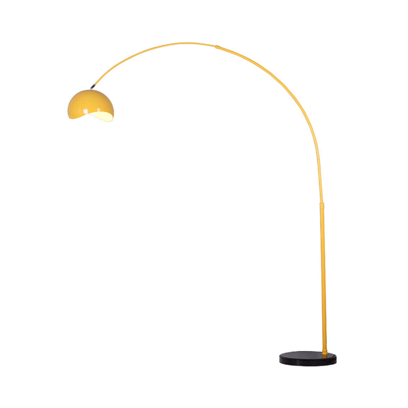 Fishing Rod Standing Floor Light Modern Metal 1 Bulb Black/Yellow Floor Lamp with Dome Shade Clearhalo 'Floor Lamps' 'Lamps' Lighting' 979250