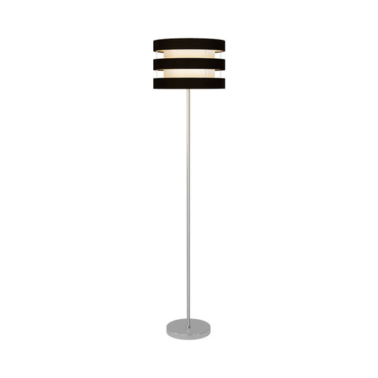 Drum Cage Metal Floor Light Modernism 1 Light Black Finish Floor Reading Lamp with Fabric Shade Inside Clearhalo 'Floor Lamps' 'Lamps' Lighting' 979257
