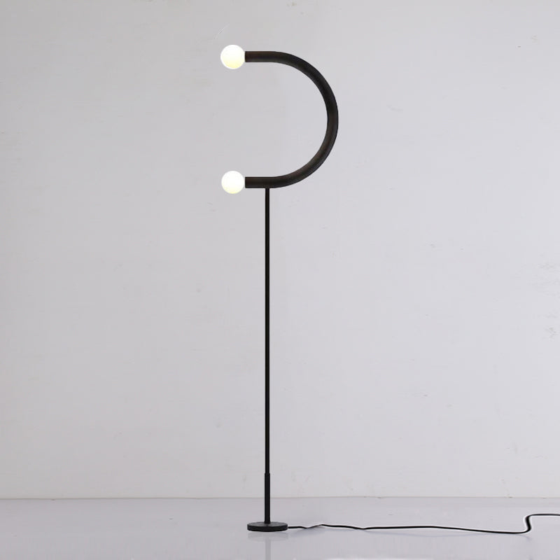 Black Finish U-Shape Standing Floor Lamp Simplicity LED Metal Floor Light for Living Room Black Clearhalo 'Floor Lamps' 'Lamps' Lighting' 979267