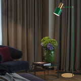 Green Finish Tubular Reading Floor Light Modern LED Metal Stand Up Lamp with Right Angle Arm Clearhalo 'Floor Lamps' 'Lamps' Lighting' 979276