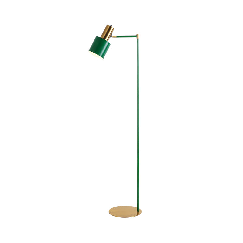 Green Finish Tubular Reading Floor Light Modern LED Metal Stand Up Lamp with Right Angle Arm Clearhalo 'Floor Lamps' 'Lamps' Lighting' 979277