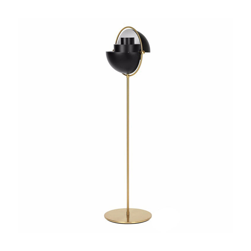 Domed Floor Standing Light Mid Century Metallic Single Light Black/Gold Finish Adjustable Floor Lamp Clearhalo 'Floor Lamps' 'Lamps' Lighting' 979280