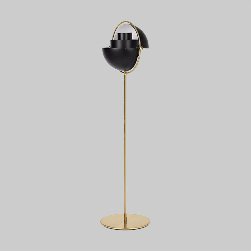 Domed Floor Standing Light Mid Century Metallic Single Light Black/Gold Finish Adjustable Floor Lamp Clearhalo 'Floor Lamps' 'Lamps' Lighting' 979281