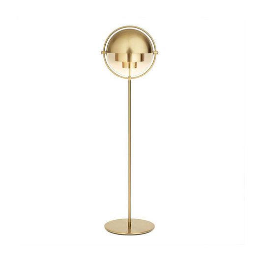 Domed Floor Standing Light Mid Century Metallic Single Light Black/Gold Finish Adjustable Floor Lamp Clearhalo 'Floor Lamps' 'Lamps' Lighting' 979286