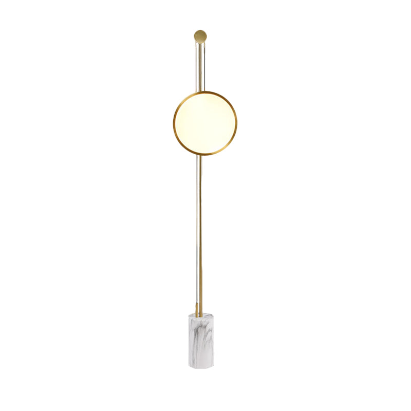 Gold Finish Round Panel Standing Floor Light Modernist LED Metallic Stand Up Lamp for Living Room Clearhalo 'Floor Lamps' 'Lamps' Lighting' 979289