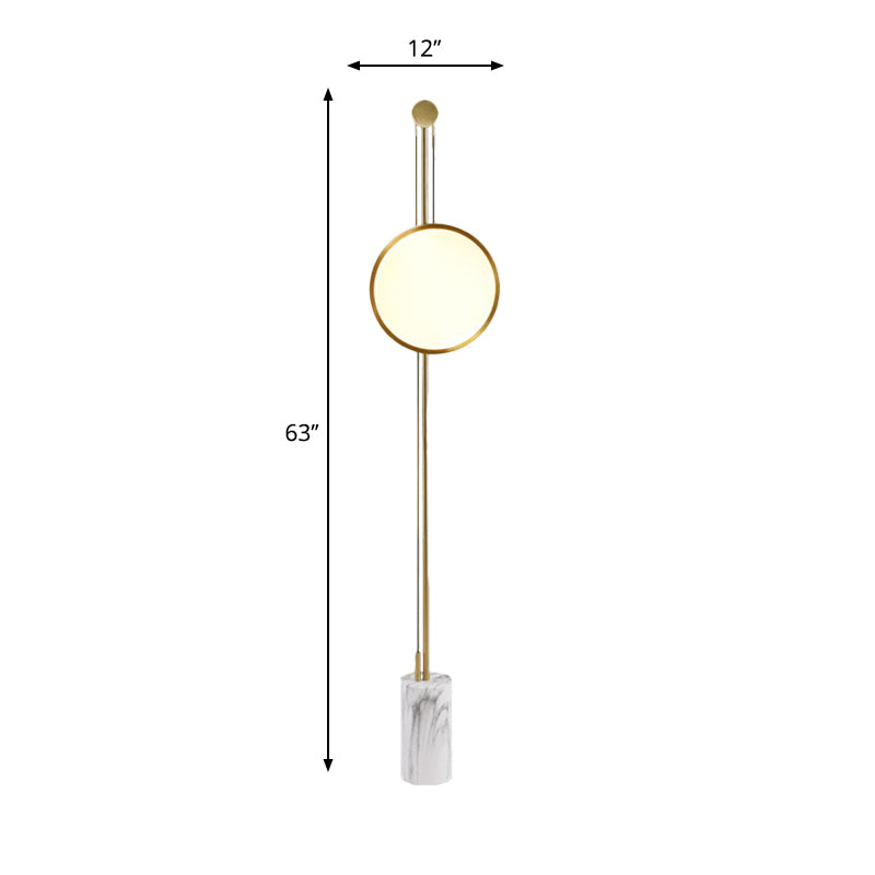 Gold Finish Round Panel Standing Floor Light Modernist LED Metallic Stand Up Lamp for Living Room Clearhalo 'Floor Lamps' 'Lamps' Lighting' 979290