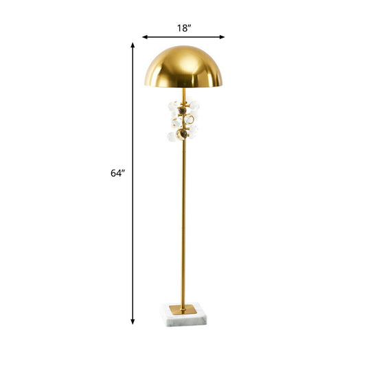 Metallic Semicircle Floor Lighting Postmodern 1 Head Gold Floor Lamp with Clear Crystal Ball Deco Clearhalo 'Floor Lamps' 'Lamps' Lighting' 979294