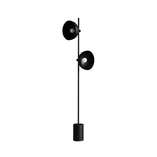 Minimalist 2 Bulbs Reading Floor Light with Metal Shade Black Finish Semicircle Standing Floor Lamp Clearhalo 'Floor Lamps' 'Lamps' Lighting' 979297