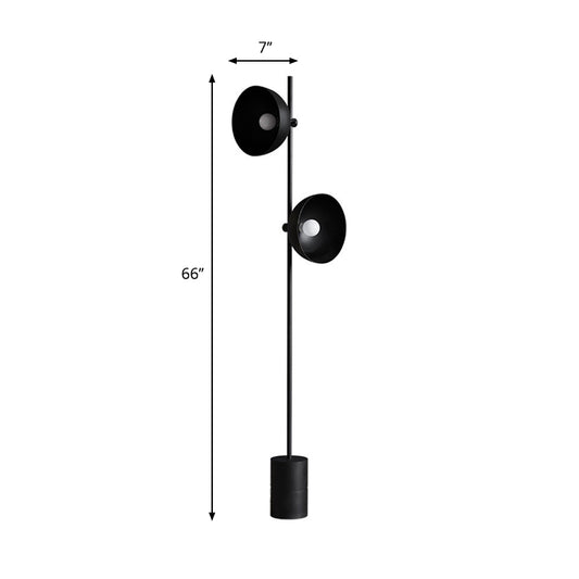 Minimalist 2 Bulbs Reading Floor Light with Metal Shade Black Finish Semicircle Standing Floor Lamp Clearhalo 'Floor Lamps' 'Lamps' Lighting' 979298