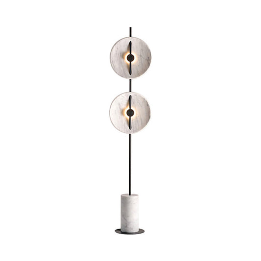 White Finish Flat Saucer Floor Lamp Modernism 2-Light Marble Standing Floor Light for Bedside Clearhalo 'Floor Lamps' 'Lamps' Lighting' 979305