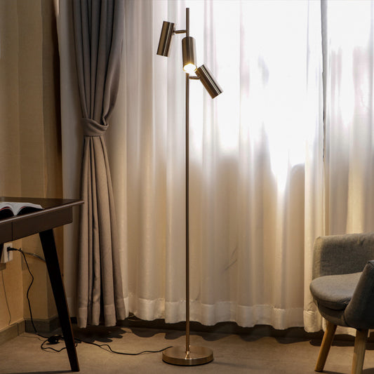 Tubular Bedroom Tree Floor Light Metallic 3-Head Post Modern Reading Floor Lamp in Gold Clearhalo 'Floor Lamps' 'Lamps' Lighting' 979308