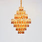 7-Tier Tapered Dining Room Hanging Light Retro Tan Crystal 8 Heads Gold Chandelier Pendant Clearhalo 'Ceiling Lights' 'Chandeliers' Lighting' options 979564