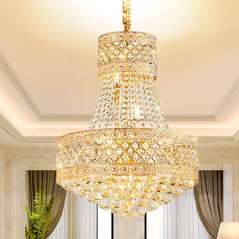 5 Bulbs Empire Style Drop Lamp Baroque Gold Opulent Crystal Chandelier Pendant Light Gold Clearhalo 'Ceiling Lights' 'Chandeliers' Lighting' options 979566_46daa5cf-84d7-41d6-83a5-9ab412075997