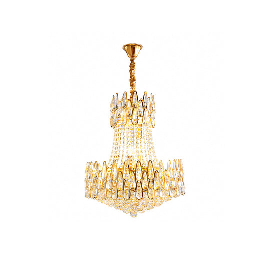 6 Lights Crystal Chandelier Modern Gold Tapered Living Room Ceiling Pendant Lamp Clearhalo 'Ceiling Lights' 'Chandeliers' Lighting' options 979572