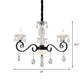 Modernist Scroll Pendant Chandelier Clear Crystal 3 Bulbs Bedroom Ceiling Hang Fixture in Black Clearhalo 'Ceiling Lights' 'Chandeliers' 'Modern Chandeliers' 'Modern' Lighting' 979593