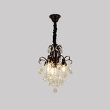 Black Finish Candelabra Hanging Chandelier Modernist 3 Heads Crystal Drop Pendulum Light Clearhalo 'Ceiling Lights' 'Chandeliers' 'Modern Chandeliers' 'Modern' Lighting' 979596