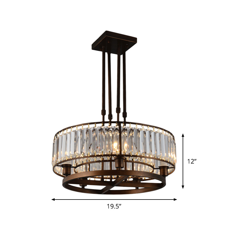Round Semi Flush Mount Modern Crystal Rectangle 5 Heads Coffee Ceiling Light Fixture Clearhalo 'Ceiling Lights' 'Close To Ceiling Lights' 'Close to ceiling' 'Semi-flushmount' Lighting' 979617