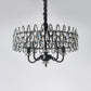Black Teardrop Ceiling Chandelier with Drum Design Modernism 4-Light Faceted Crystal Hanging Pendant Lamp Clearhalo 'Ceiling Lights' 'Chandeliers' 'Modern Chandeliers' 'Modern' Lighting' 979629
