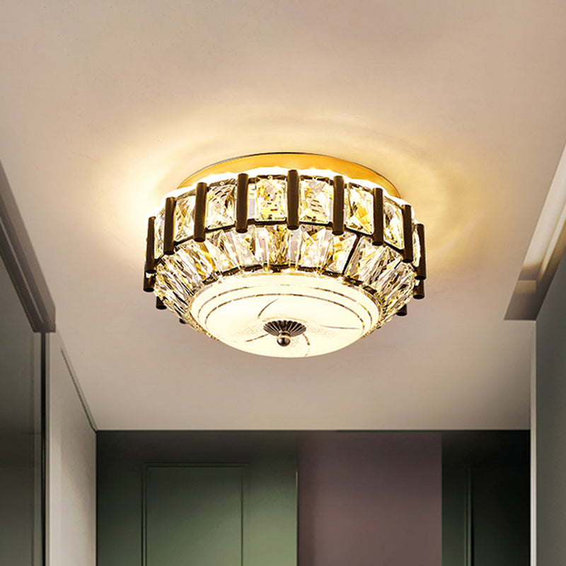 Modern Round Ceiling Mounted Fixture Crystal Block LED Corridor Flush Lighting in Black Clearhalo 'Ceiling Lights' 'Close To Ceiling Lights' 'Close to ceiling' 'Flush mount' Lighting' 979666