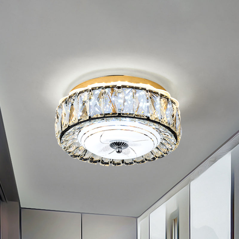 Modern Round Ceiling Mounted Fixture Crystal Block LED Corridor Flush Lighting in Black Clearhalo 'Ceiling Lights' 'Close To Ceiling Lights' 'Close to ceiling' 'Flush mount' Lighting' 979676