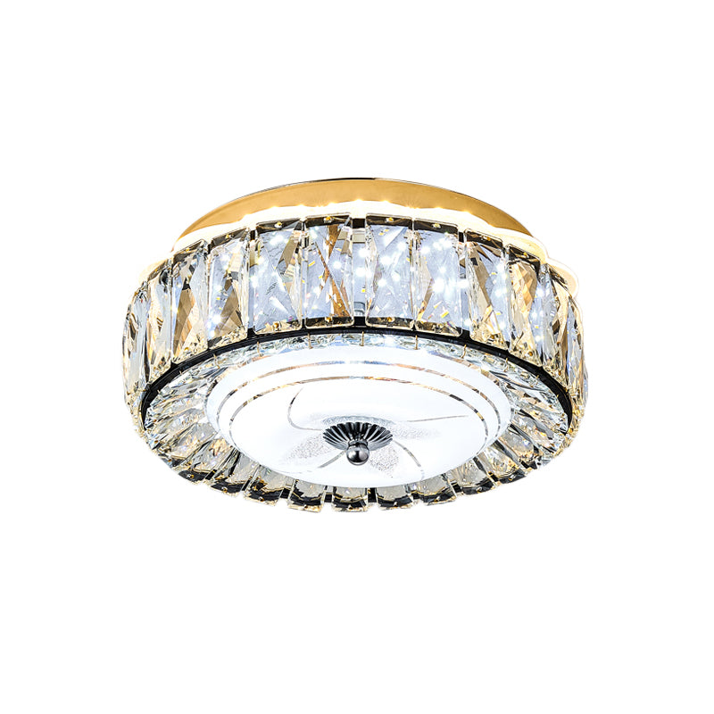 Modern Round Ceiling Mounted Fixture Crystal Block LED Corridor Flush Lighting in Black Clearhalo 'Ceiling Lights' 'Close To Ceiling Lights' 'Close to ceiling' 'Flush mount' Lighting' 979677