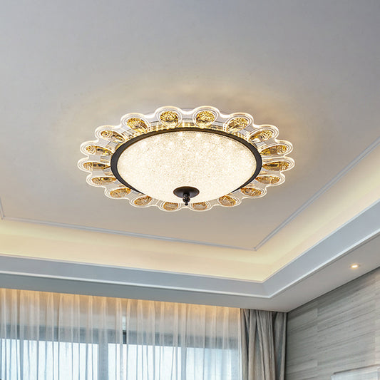 Yellow Crystal Floral Ceiling Flush Contemporary 16"/23.5" Wide LED Flushmount Lighting for Drawing Room Yellow 16" Clearhalo 'Ceiling Lights' 'Close To Ceiling Lights' 'Close to ceiling' 'Flush mount' Lighting' 979716