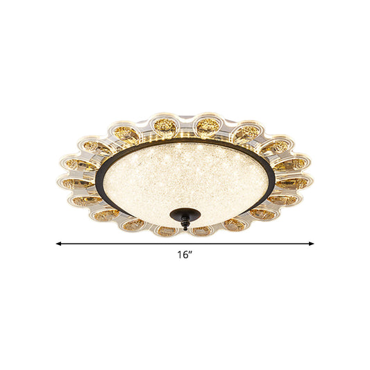 Yellow Crystal Floral Ceiling Flush Contemporary 16"/23.5" Wide LED Flushmount Lighting for Drawing Room Clearhalo 'Ceiling Lights' 'Close To Ceiling Lights' 'Close to ceiling' 'Flush mount' Lighting' 979719