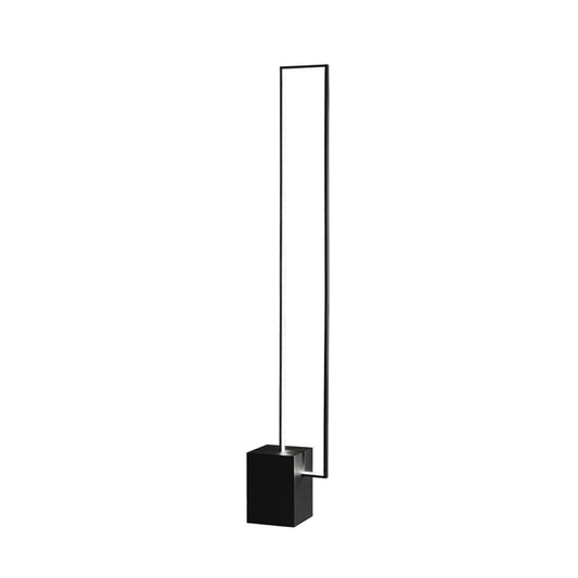 Metallic Rectangle Frame Reading Floor Lamp Minimal LED Black Standing Light for Bedroom Clearhalo 'Floor Lamps' 'Lamps' Lighting' 979727