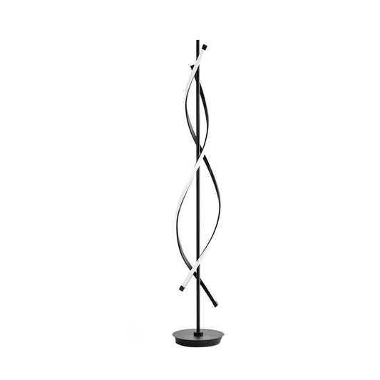Black Twist Standing Lamp Simple LED Metallic Reading Floor Lighting in Warm/White Light Clearhalo 'Floor Lamps' 'Lamps' Lighting' 979748