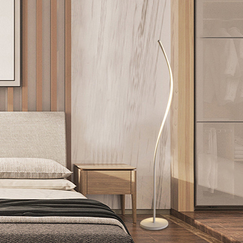 Nordic Curved Stand Up Lamp Metallic Living Room LED Floor Reading Light in Black/White Clearhalo 'Floor Lamps' 'Lamps' Lighting' 979763