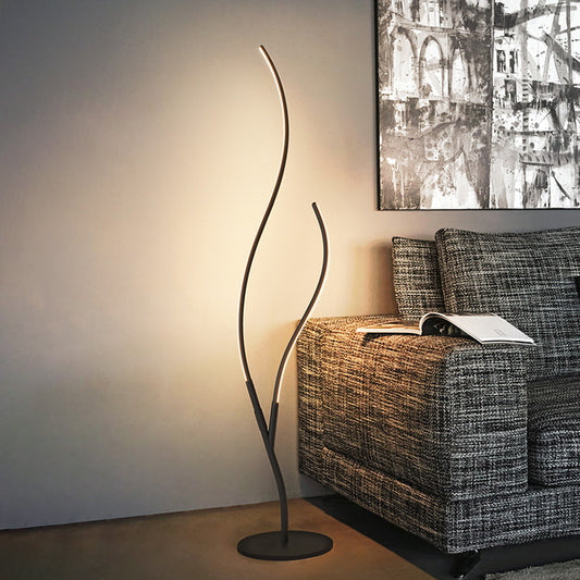 Metallic Branch-Like Floor Reading Light Simplicity Black/White LED Standing Lamp for Study Room Black Clearhalo 'Floor Lamps' 'Lamps' Lighting' 979766