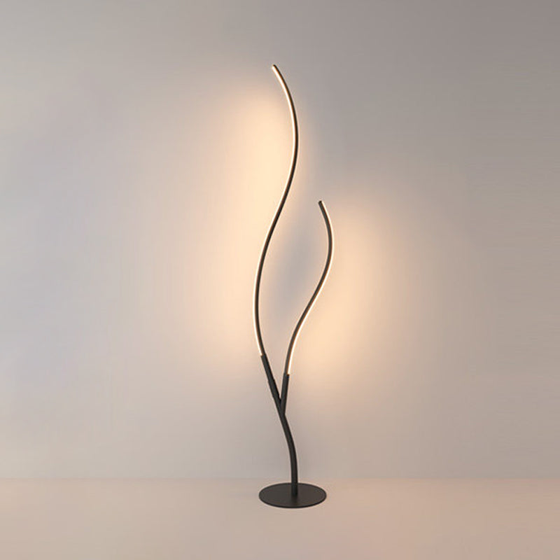 Metallic Branch-Like Floor Reading Light Simplicity Black/White LED Standing Lamp for Study Room Clearhalo 'Floor Lamps' 'Lamps' Lighting' 979768