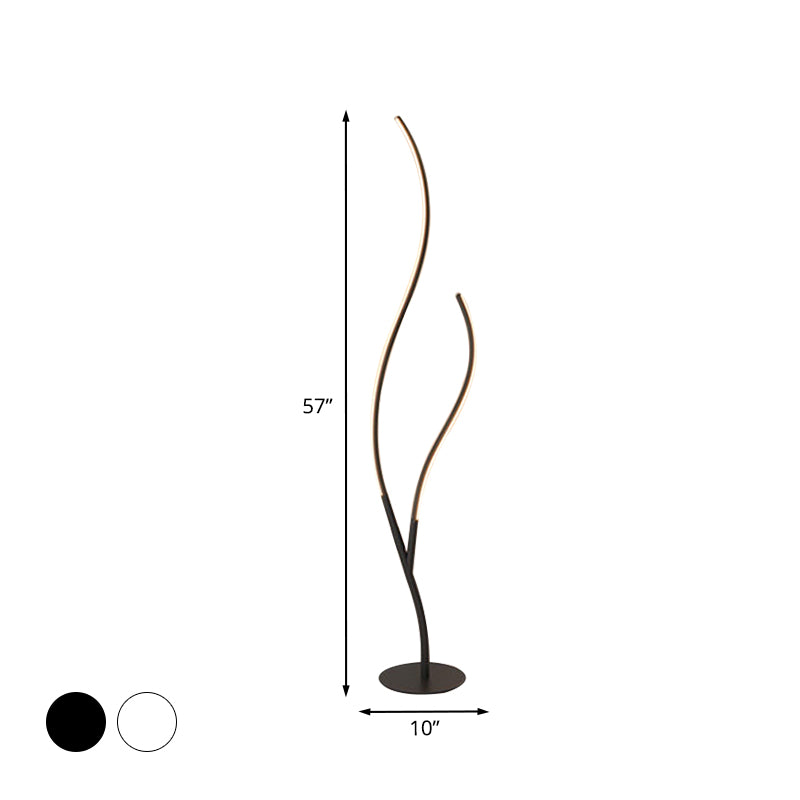 Metallic Branch-Like Floor Reading Light Simplicity Black/White LED Standing Lamp for Study Room Clearhalo 'Floor Lamps' 'Lamps' Lighting' 979769