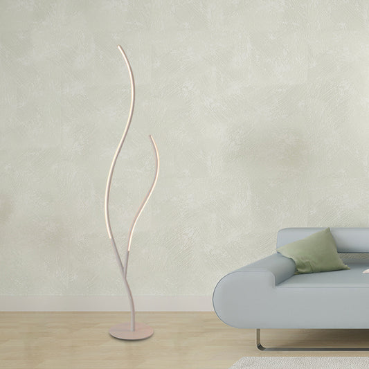 Metallic Branch-Like Floor Reading Light Simplicity Black/White LED Standing Lamp for Study Room White Clearhalo 'Floor Lamps' 'Lamps' Lighting' 979770